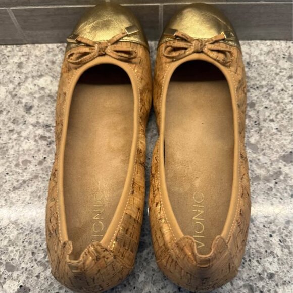 Women’s Vionic Cork & Gold Cap Toe Klara Ballet Flats with Arch Support-Size 7.5 - Picture 5 of 8